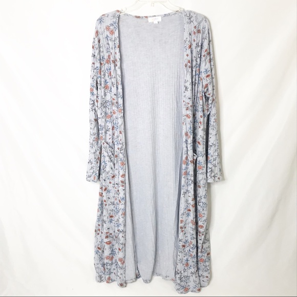 LuLaRoe Sweaters - Lularoe Sarah duster cardigan grey floral print